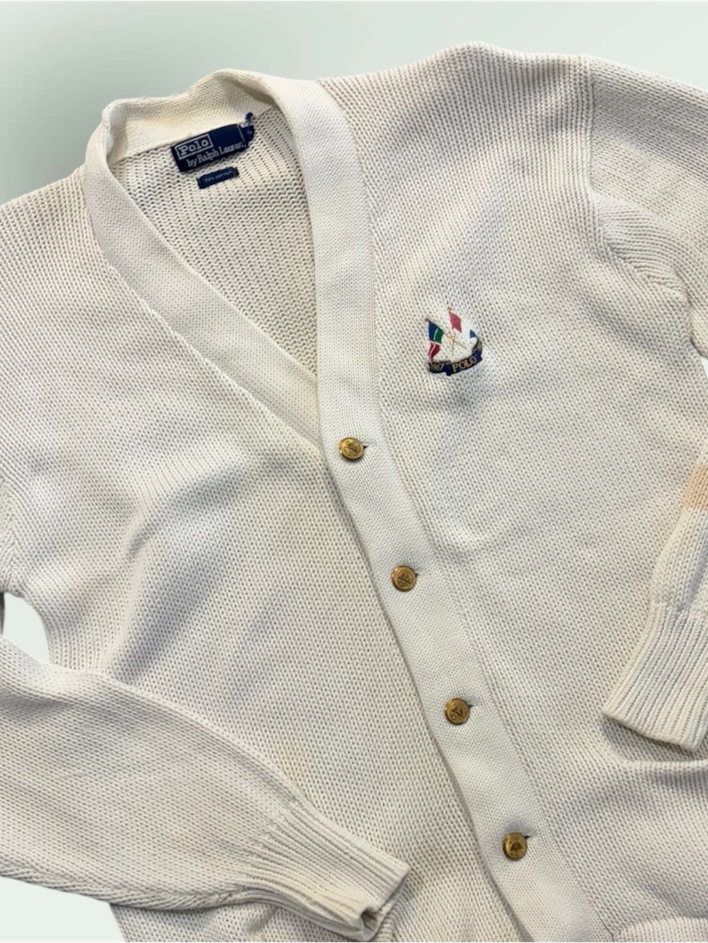 Vtg  Polo Ralph Lauren Cross Flags Cardigan